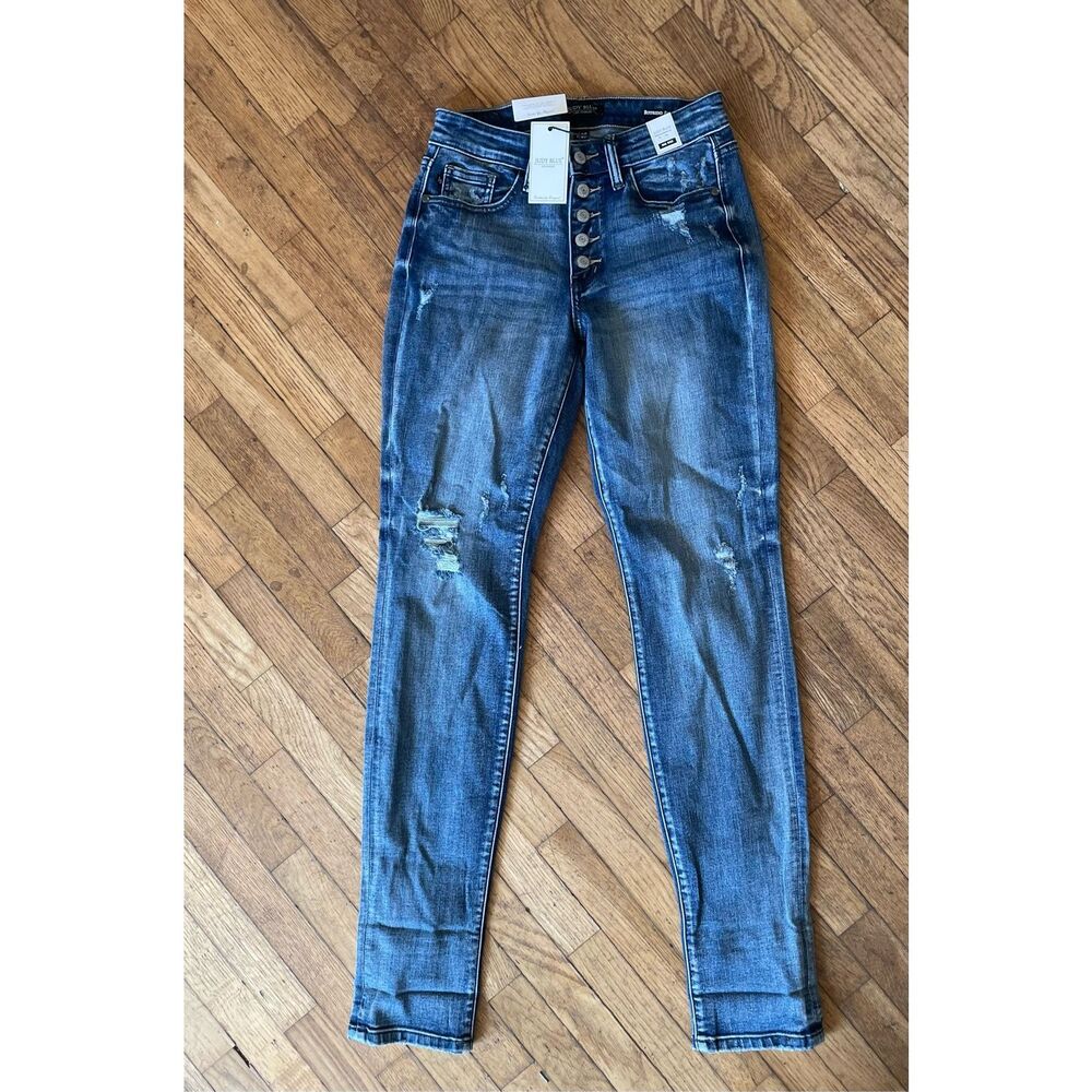 Judy Blue 1/25 High Waist Multi Button Boyfriend Fit Jeans New